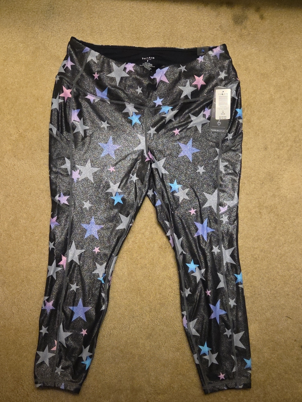 Torrid Metallic Multicolor Star Print Black Active Leggings